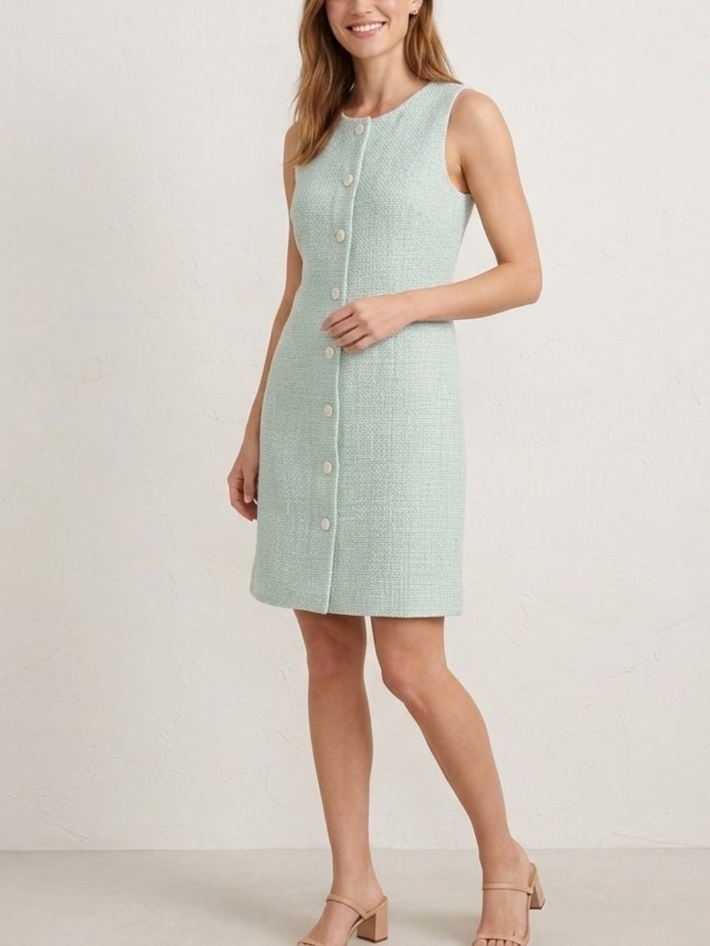 J.Crew Tweed Mini Shift Dress Light Green Mint Size 6